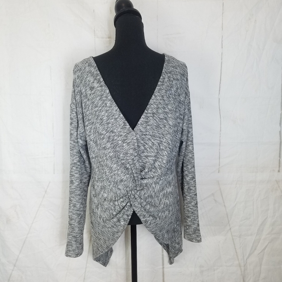 gibson gray heather twist tie back tunic top - Picture 3 of 7